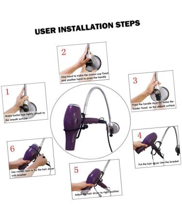 Alipis Adjustable Blow Bathroom Storage Suction Hair Stand Cup Steel Holder Dryer Rack Hands - Buy Online on SooperMarket.com