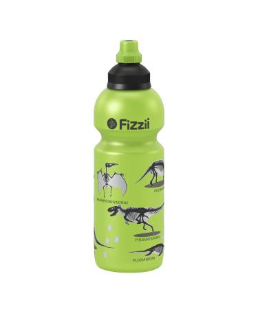 Fizzii children's and leisure drinking bottle 600 ml (leak-proof with carbonic acid pollutant-free dishwasher-safe motif: Dino lime)