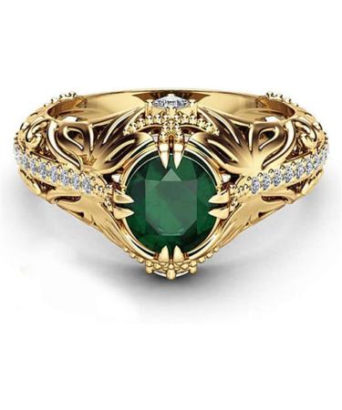 14k Gold Filled Emerald Diamond Ring for Women - Anniversary Engagement Wedding Gemstone Ring - Buy Online on SooperMarket.com