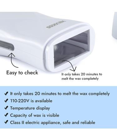 Waxkiss Roll On Wax Kit - Professional Hair Removal Waxing Kit with 2 Soft Cartridges, 12 Wax-removing Wipes, and 100 Wax Strips - Sensitive Skin Wax Heater Machine - White - Buy Online on SooperMarket.com