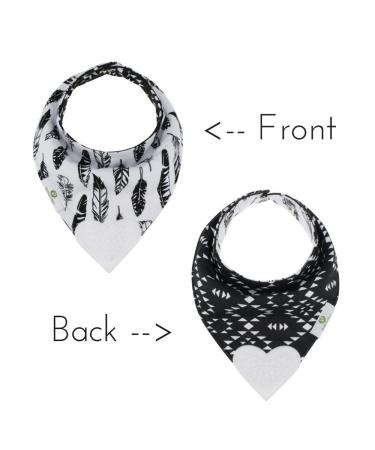 Pickle & Olive Reversible Baby Teething Bibs with Heart Shaped Teether - Monochrome (Set of 2) - Buy Online on SooperMarket.com