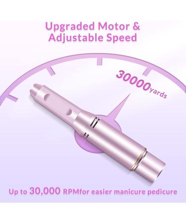 Rechargeable Electric Nail File Cutter 30000 RPM - Professional Metal Nail Drill with Adjustable Speed for Manicure and Pedicure - Includes Polishing Tool - Pink - Buy Online on SooperMarket.com