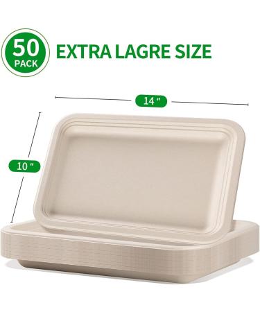 Bloomoon 50 Pack 14 Inch Heavy-Duty Disposable Food Trays - Compostable Paper Platter Plates for Crawfish, Lobster, Crab, BBQ - Extra Large Serving at Party - Buy Online on SooperMarket.com