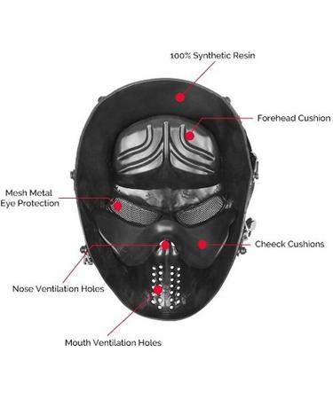 Scary Halloween Skull Airsoft Mask with Metal Mesh Eye Protection - Perfect for War Games, Cosplay, and Parties - Buy Online on SooperMarket.com