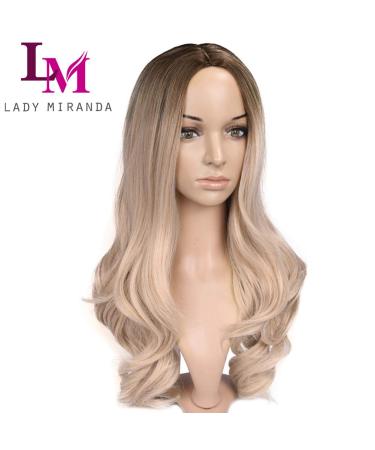 Lady Miranda Ombre Wig Brown to Ash Blonde High Density Heat Resistant Synthetic Hair Weave Full Wigs for Women(T/Ash Blonde) 0-T/Ash Blonde - Buy Online on SooperMarket.com