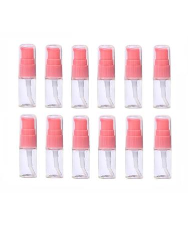 VASANA 12Pcs 10ml 0.34oz Portable Empty Refillable Clear Plastic Lotion Pump Bottle with Pink Press Pump Head Cosmetic Make-up Face Cream Lotion Emulsion Sample Packing Container Vial Jars