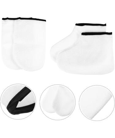 2 Pairs Leather Horn Boots Cloth Gloves Booties Beauty Foot Care Socks soap Paraffin Bath Mitts and Booties Men Home face Polyester Lining White Man Socks - Buy Online on SooperMarket.com