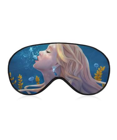 LynaRei Sleeping Mask The Girl Under Water Sleep Eye Mask Blindfold with Adjustable Strap Mermaid Soft Eye Cover for Blocking Out Lights