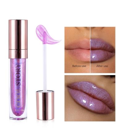 Shimmer Purple Lip Gloss | Long-Lasting Liquid Lipstick | 3D Diamond Glitter | Waterproof Nonstick Cup | High Pigmented Makeup for Women - Buy Online on SooperMarket.com