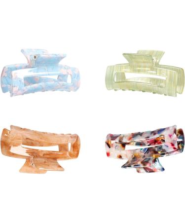 HAYHOI 4PCS Leopard Print Hair Claw Clips - Stylish Hair Accessories for Women and Girls - Celluloid French Butterfly Jaw Grip Pin - Ideal for Thick, Thin, Curly, Straight, and Long Hair - Buy Online on SooperMarket.com