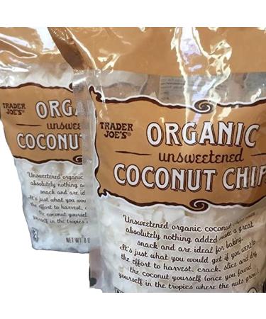 Trader Joe's Organic Unsweetened Coconut Chips (Pack of 2) 8 Ounce (Pack of 2)