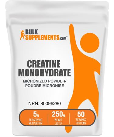 BulkSupplements.com Creatine Monohydrate Powder - Creatine Supplement Micronized Creatine Creatine Powder - Unflavored & Gluten Free 5g (5000mg) per Servings 250g (8.8 oz) (Pack of 1)