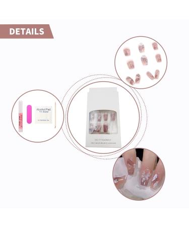 WOOXDYUK Nail Art Set - 24 Medium French Tip Press On Nails with Crystal Butterflies Imported Jelly Glue + Nail Rub & Remover for Perfect Nail Designs - Buy Online on SooperMarket.com