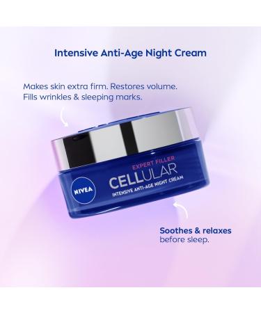 NIVEA Hyaluron Cellular Filler Anti-Age Night Cream (50ml) with Hyaluronic Acid and Magnolia Extract - Anti Wrinkle Night Face Cream for Women - Buy Online on SooperMarket.com