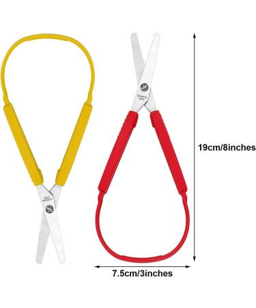 Yellow Loop Scissors for Kids Adult Easy Grip Easy Opening Adapted Scissors for Special Needs Safety Round Tip Open Squeeze Handles Multipurpose Comfort Grip Stainless Steel Office Scissors - Buy Online on SooperMarket.com