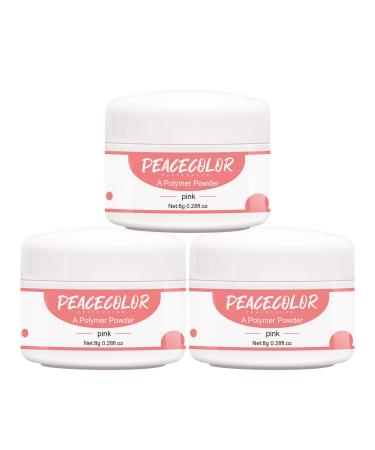 PEACECOLOR 8G 3PCS Pink Acrylic Powder Set Acrylic Nail Kit Professional Acrylic Nail Powder Polymer for Acrylic Nail Extension Carving No Nail Lamp Needed Home Salon DIY Nail Art Use color 170