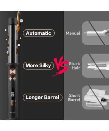 360 Rotating Automatic Hair Curler with Nano Titanium Coating - Large Barrel Curling Wand 32mm - LCD Display 140-220 C - Ideal for Long Medium Hair - Buy Online on SooperMarket.com