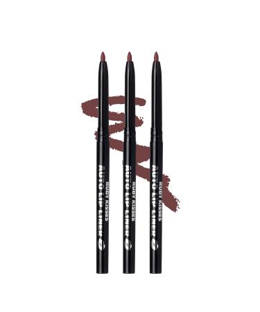 Ruby Kisses Auto Lip Liner Pencil Long Lasting Smooth Application Mechanical Lip Liner Pencil 3 PACK (Cocoa)