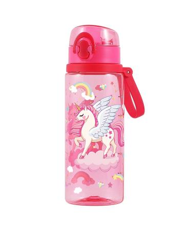 Home Tune Cute Water Bottle for School Kids Girls  Soft Silicone Chug Lid & BPA FREE & Leak Proof One Click Open Flip Top & Easy Clean & Soft Carry Loop  24oz / 700ml - Unicorn
