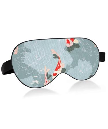 Haskirky Light Blocking Eye Mask Breathable and Adjustable Adult Men and Women Travel on Business Trips Yoga Meditation Light Smooth Comfortable Eye Mask Office Deep Sleep Goodies River Ukiyoe Fish