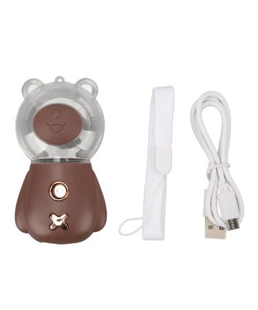 Facial Mister Handheld 300ML Water Cute Design 3 Minute Timing USB Interface DC5V Nano Mist Sprayer with Lanyard for Travel(Brown)