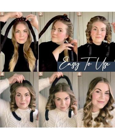 Upgrade Your Heatless Curls with DIY Curling Rod Headband - Soft Silk Ribbon Rollers for Long Medium Hair - Pink - Buy Online on SooperMarket.com