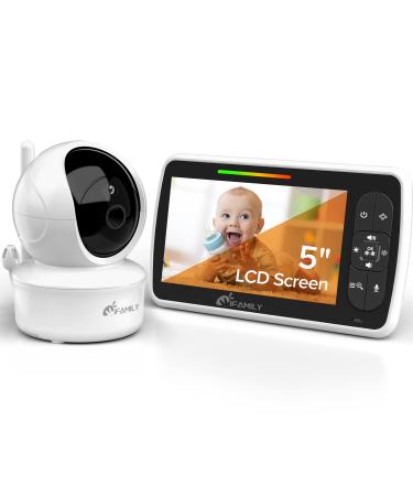 Baby Monitor  5 Large Display Video Baby Monitor with Remote Pan-Tilt-Zoom |Infrared Night Vision, Temperature Display, Lullaby, Two Way Audio |960ft Range Baby Monitor with Camera and Audio 650
