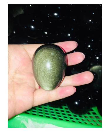 Crystal Beautiful Natural Gold Obsidian Stones Reiki Gem Decoration + Wood Bracket 50-60mm Stone Collection (Size : 3pcs)