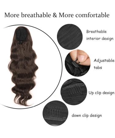 YEESHEDO Brown Long Wavy Drawstring Ponytail Hair Extension 24 Inches - Clip in Synthetic Hairpiece for Women - Buy Online on SooperMarket.com