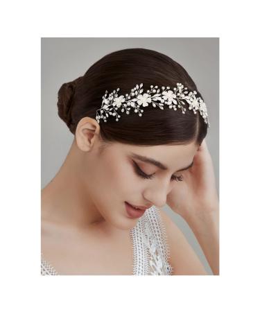 SWEETV Silver Bridal Headpiece for Wedding Crystal Bridal Headband Wedding Hair Accessories for Women Girl Hair Vine