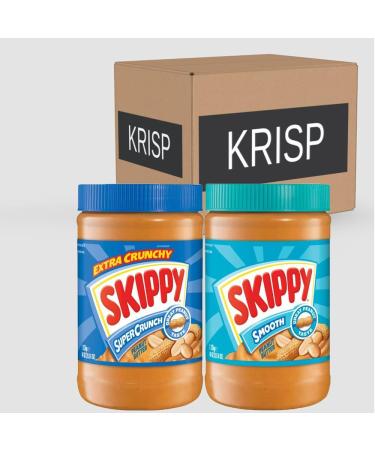 2 x 1.13kg Assorted Peanut Butter (Crunchy and Smooth) Creamy Spread Breakfast Protein Nut Piece Snack Cake Pie Topping Icing - Buy Online on SooperMarket.com