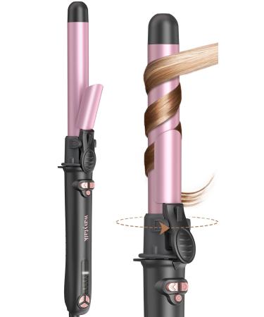 Wavytalk 1 Inch Rotating Curling Iron - Get Effortless Waves with Self Rotating Barrel up to 430 F with Home Button Dual Voltage Rose Gold