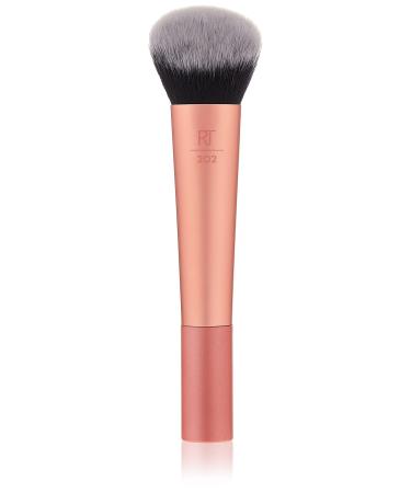 Real Techniques InstaPop Face Brush, For Liquid, Cream, & Powder Makeup, Blush, Bronzer, & Foundation Face Brush, Streak-Free Coverage, Synthetic Bristles, Orange, 1 Count