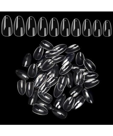 Noverlife 1200PCS Full Cover Short Almond False Nail Tips, 10 Sizes, Mani-pedi Short Acrylic Nail Art Tips, Artificial Fake Nails for Nail Salon & DIY Home Manicure Nail Design - Clear