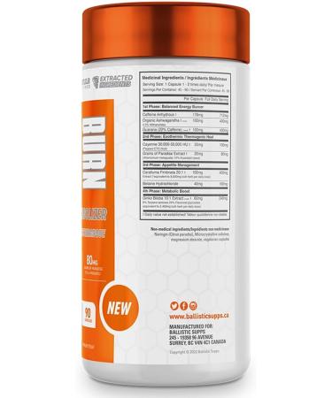 AMMO Burn Ballistic Supps Exothermic Thermogenic Fat Metabolizer Booster - 90 Capsules with 45-90 Servings - Buy Online on SooperMarket.com