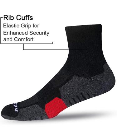 AKOENY Men's Ankle Athletic Running Quarter Socks (6-Pack) Black - Size 9-12 - Buy Online on SooperMarket.com