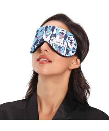 Sleep Mask Cute Dogs Blue Breathable Comfortable to Weighted Sleeping for Women Man Kids Conforms to Eye Contour Shape Adjustable Elastic Strap - Buy Online on SooperMarket.com