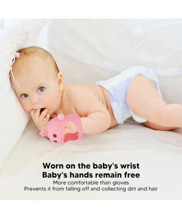 Silicone Chick Shape Baby Teether with 2 Teether Stems - Cherry Powder Color - Daytime and Nighttime Teething Relief - Cute and Safe Chew Toy - Buy Online on SooperMarket.com