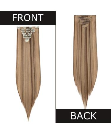 26 Clip in Hair Extensions #Ash&Dark Blond - Synthetic 8pcs Long Straight Hairpiece for Full Head - 26 Inch #Ash&Dark Blond - Buy Online on SooperMarket.com