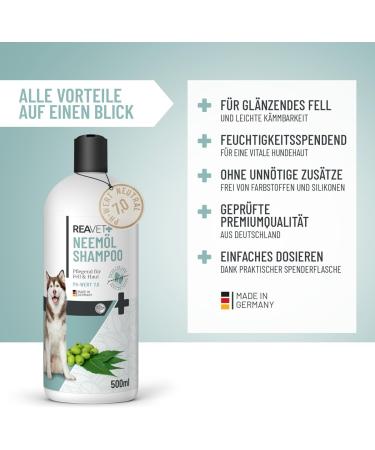Reavet Dog Shampoo for Itching - Neem Oil Formula for Mites Fleas Ticks | Suitable for All Breeds & Puppies - Pleasant Fragrance 500ml - Buy Online on SooperMarket.com