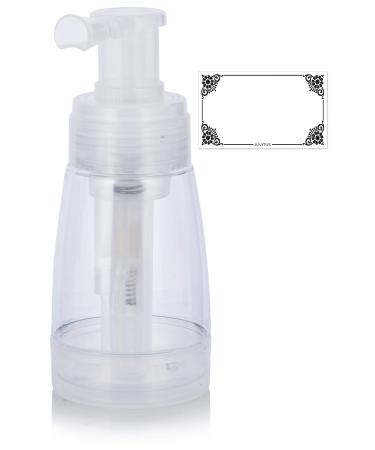 Clear Powder Spray PET Bottle with Locking Nozzle 6 oz / 180 ml + Label