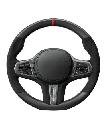 For BMW G30 G31 G32 G20 G21 G11 G12 G14 G15 G16 X3 G01 X4 G02 X5 G05 X7 G07 Car Steering Wheel Cover No-Slip Black Steering Wheel Protective Cover (Color : White Thread)