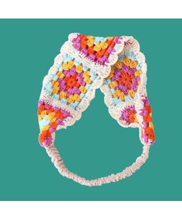 JSGHGDF Crochet Headband Hollow Kerchief with Stretchy Hair Rope Ethnic Flower Pattern Turban for Girls Photo Props White - Buy Online on SooperMarket.com