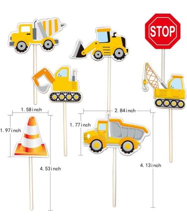35-Pack Construction Cupcake Toppers Picks for Kids Birthday Party Decorations - Dump Truck, Excavator, Tractor Theme - Buy Online on SooperMarket.com