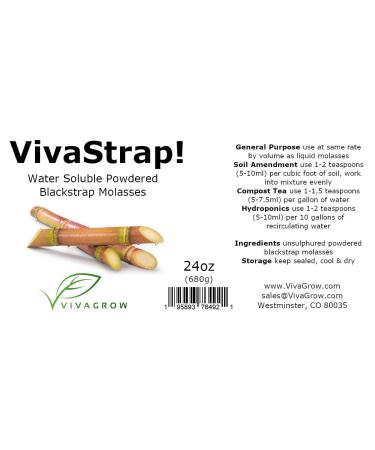VivaStrap Dry Powdered Blackstrap Molasses Unsulphured Water Soluble 24oz - Premium Quality - Buy Online on SooperMarket.com