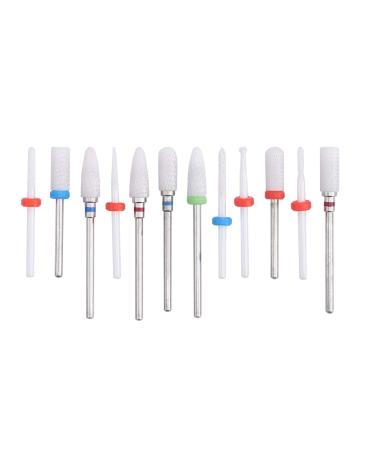 12 Pieces Ceramic Nail Mill Bits Professional Electric Nail Drill Bits for Removing Nail Polish and Gel Electric Manicure Pedicure Nail File Bits