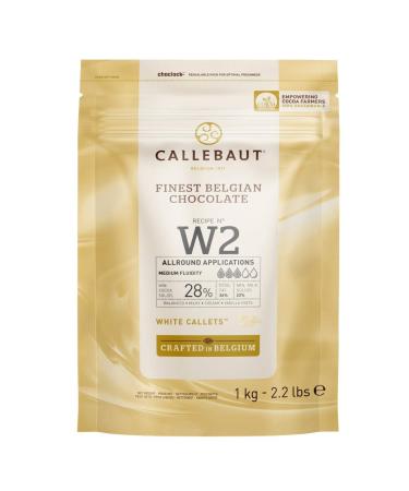 CALLEBAUT Receipe No. W2 - Couverture Callets White Chocolate 28% Cocoa 1kg - 1 Pack Single