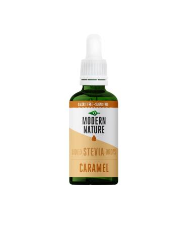 Modern Nature Caramel Flavour Drops - Liquid Stevia Drops Sweetner - Zero Calorie Sugar Free Coffee Syrup Alternative for Flavoured Coffee Protein Powder Yoghurt Tea Vegan Keto Sweetener 50ml 50 ml (Pack of 1)