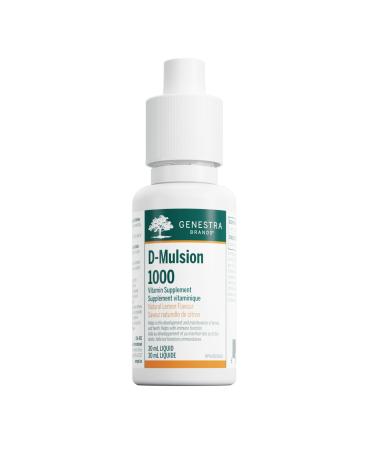 Genestra Brands D-Mulsion 1000 IU - Liquid Vitamin D3 - For Healthy Bones & Teeth - Immune Function Support - Non-GMO Gluten Free & Dairy Free - 30 mL - Natural Lemon Flavour