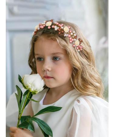 IYOU Flower Girl Headpiece Gold Pearl Communion Headband Floral Wedding Hair Accessories for Girls - Buy Online on SooperMarket.com